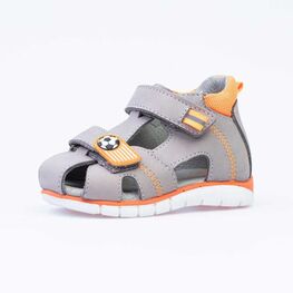 122162-22 Сандалии из натурального нубука для мальчика для мальчики сер-ора