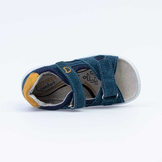 222085-22 Сандалии из натурального нубука для мальчики син-жел фото №4