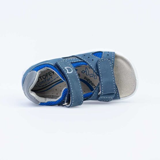122161-21 Сандалии из натурального нубука для мальчика для мальчики светло-синий фото №4