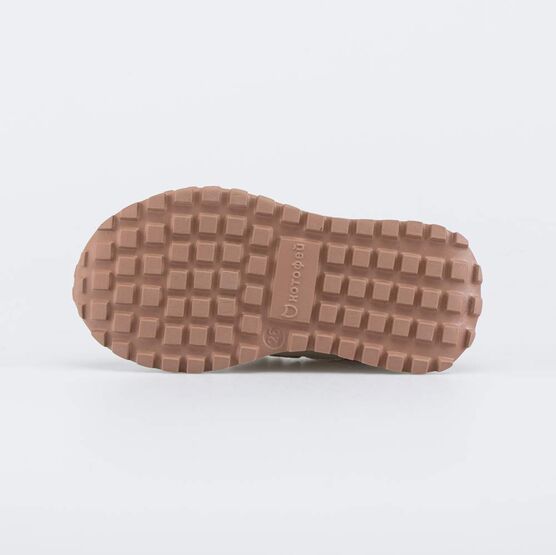 344498-23 Кожаные кроссовки на липучках для девочки для девочки бежевый фото №3