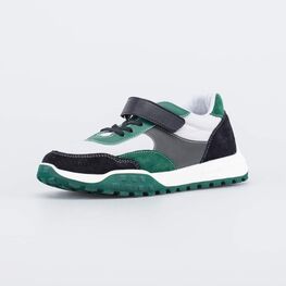 544225-72 Кожаные кроссовки для мальчики черный + зеленый