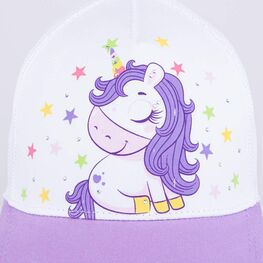 07811743-40 Кепка-бейсболка с сеткой Единорожка для девочки белый + сиреневый фото №3