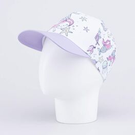 07811745-40 Кепка - бейсболка Русалочка для девочки белый + сиреневый