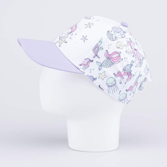 07811745-40 Кепка - бейсболка Русалочка для девочки белый + сиреневый фото №2