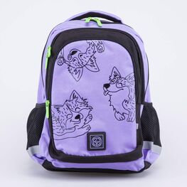 02804349-40 Рюкзак школьный Корги для девочки фиолетовый