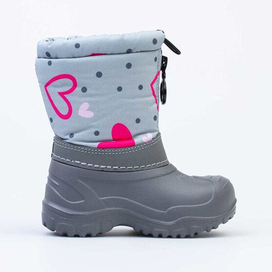 464061-42 Сноубутсы с защитой от снега Сердечки для девочки сер-роз фото №2