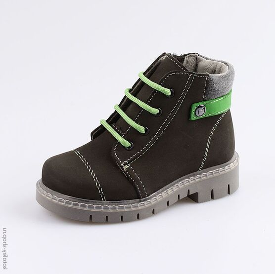 352209-21 Ботинки для мальчики сер-зел