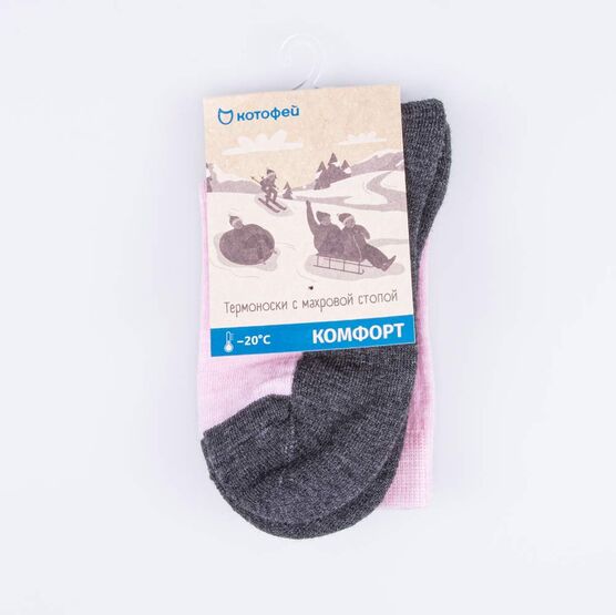 07842294-40 Термоноски с махровой стопой Комфорт розовые для девочки розовый фото №3