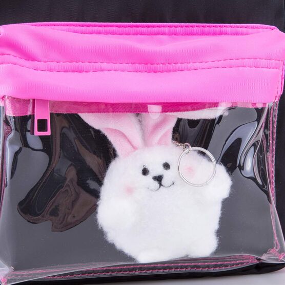 02810351-40 Детский рюкзак с игрушкой Пушистый кролик для девочки черный,розовый фото №5