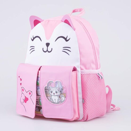 02810355-40 Детский рюкзак с патчем Кошечка для девочки розовый,белый фото №2