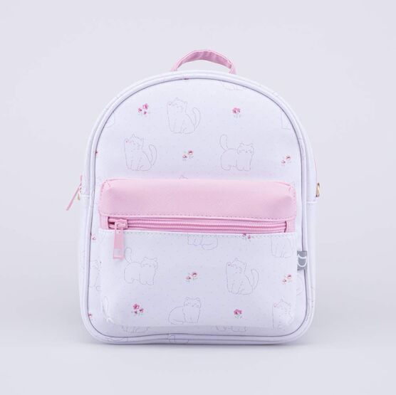 02811292-40 Детский кожаный рюкзак Кошечки для девочки белый