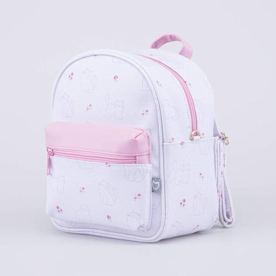 02811292-40 Детский кожаный рюкзак Кошечки для девочки белый фото №2