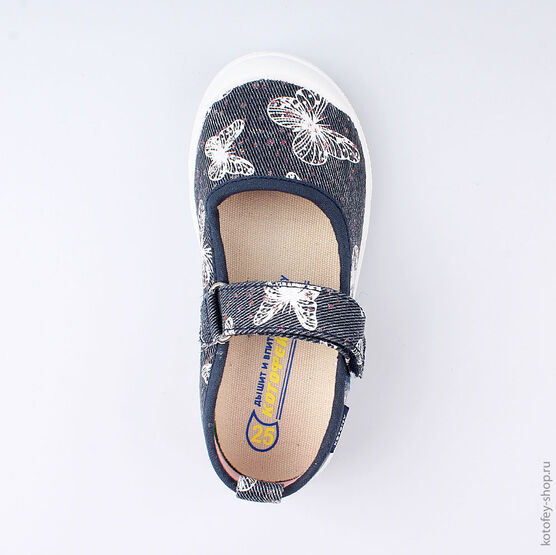 331108-12 Кеды из хлопка для девочки для девочки светло-синий фото №4