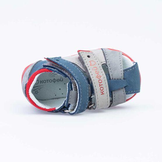 022117-22 Туфли летние для мальчики сер-син-кра фото №4