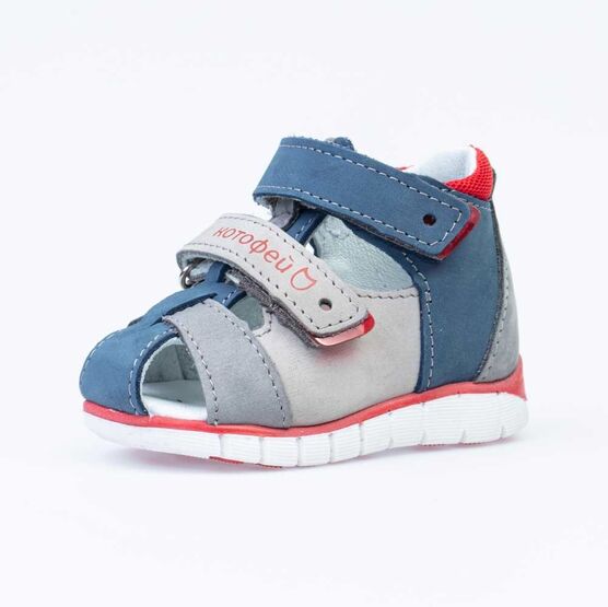 022117-22 Туфли летние для мальчики сер-син-кра