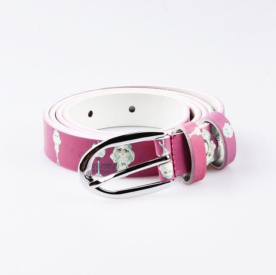 03804017-20 Ремень кожаный для девочек Фуксия для девочки фуксия