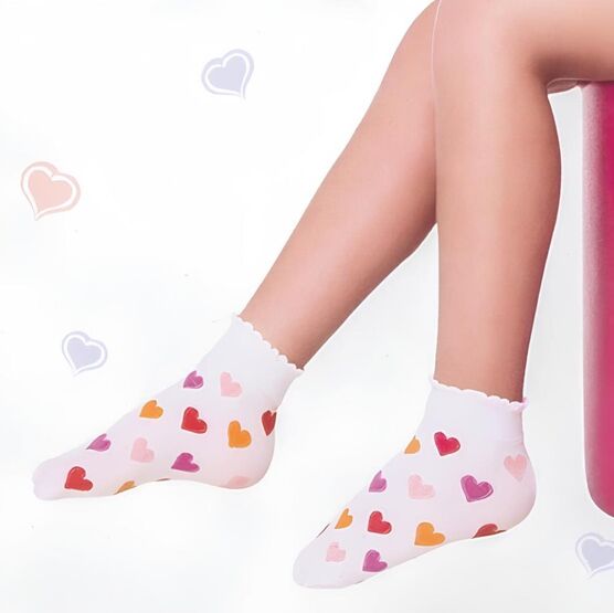 07842186-40 Носки капроновые Сердечки белый для девочки белый