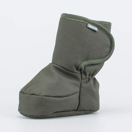 001117-42 Теплые меховые пинетки на липучке для мальчики оливковый