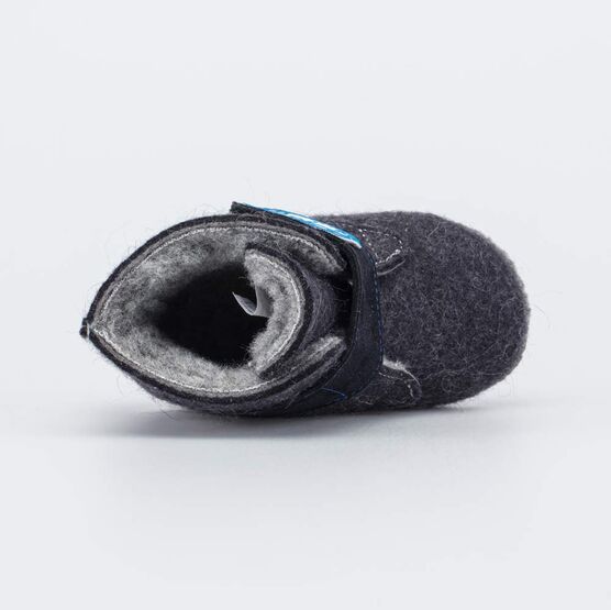 007013-46 Войлочные пинетки для мальчика Котик для мальчики т.серый фото №4