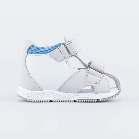 022136-25 Сандалии кожаные для мальчика для мальчики бел-сер-гол фото №2