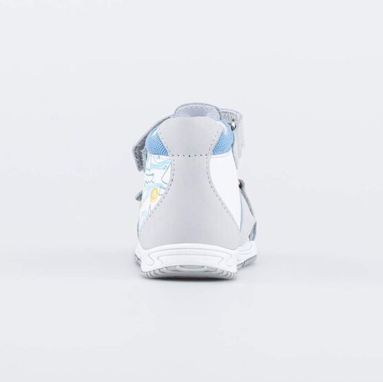 022136-25 Сандалии кожаные для мальчика для мальчики бел-сер-гол фото №5