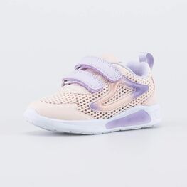 344532-11 Кроссовки сеточкой с LED для девочки розовый + сиреневый