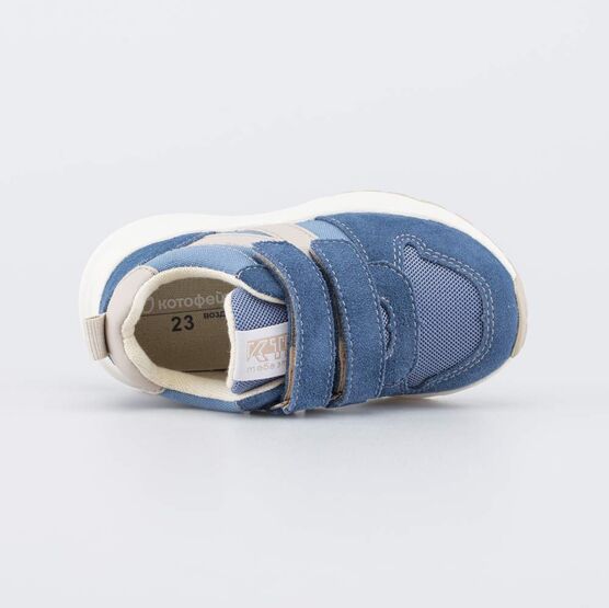 344547-12 Синие кроссовки на липучках для мальчики синий фото №4