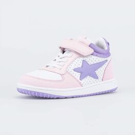 354050-26 Демисезонные ботинки Звезда для девочки белый + розовый