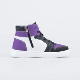 552339-21 Ботинки-кеды для мальчики черный + фиолетовый фото №2