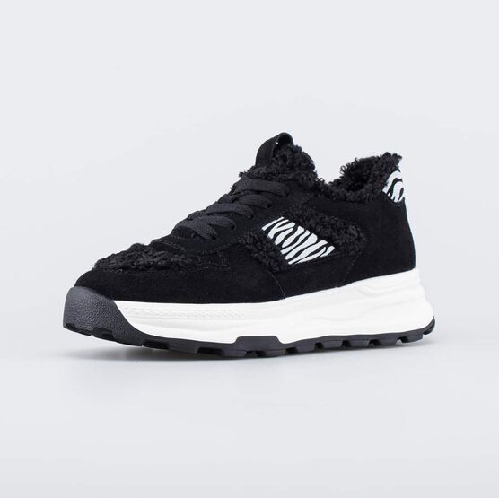 744288-42 Зимние меховые ботинки Анимализм для девочки черный