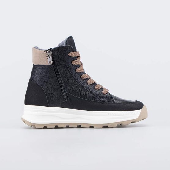 652227-32 Утепленные кожаные ботинки для девочки для девочки черный фото №2