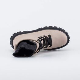 652228-31 Демисезонные сапоги со съемным вязаным чулком для девочки черный + бежевый фото №4