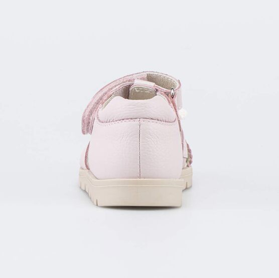 122254-22 Кожаные сандалии с бантиком для девочки розовый фото №5