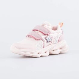 344403-73 Кроссовки из материала SoftShell с LED-подсветкой для девочки коралл