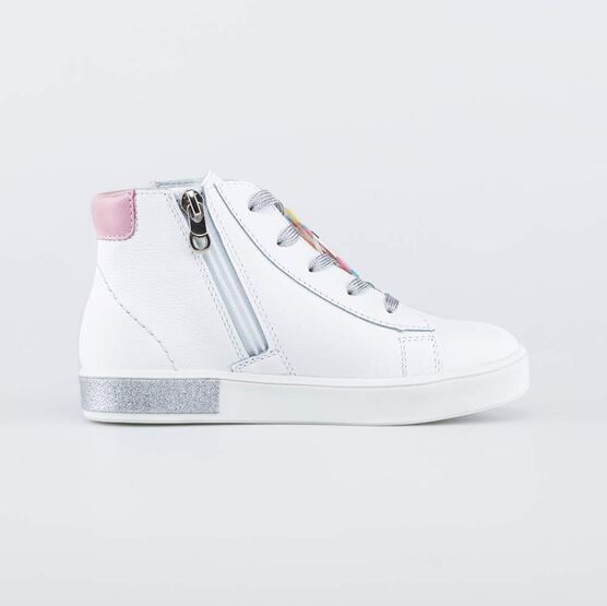 352351-21 Кожаные ботинки для девочки для девочки белый фото №2