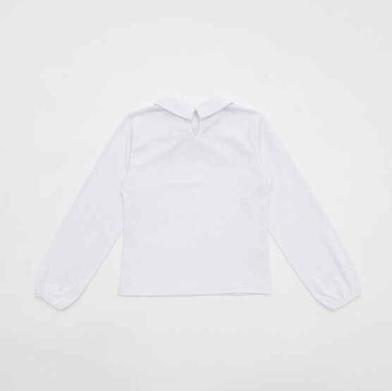 07867014-60 Блузка для девочки с длинным рукавом белый для девочки белый фото №2