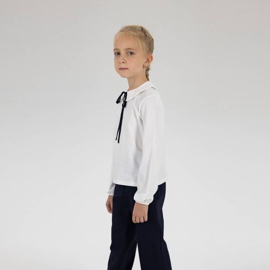 07867014-60 Блузка для девочки с длинным рукавом белый для девочки белый фото №4