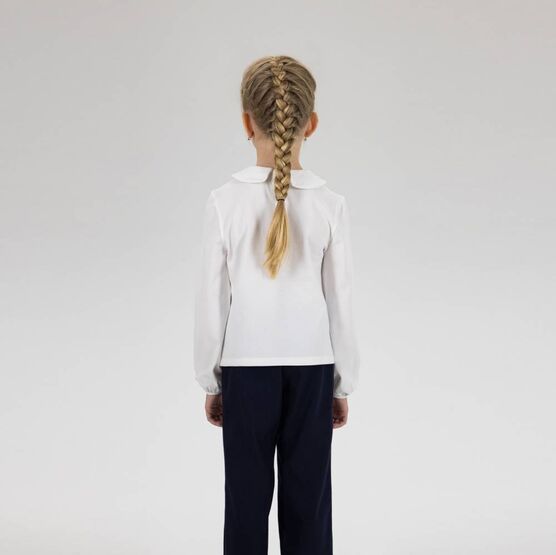 07867014-60 Блузка для девочки с длинным рукавом белый для девочки белый фото №5