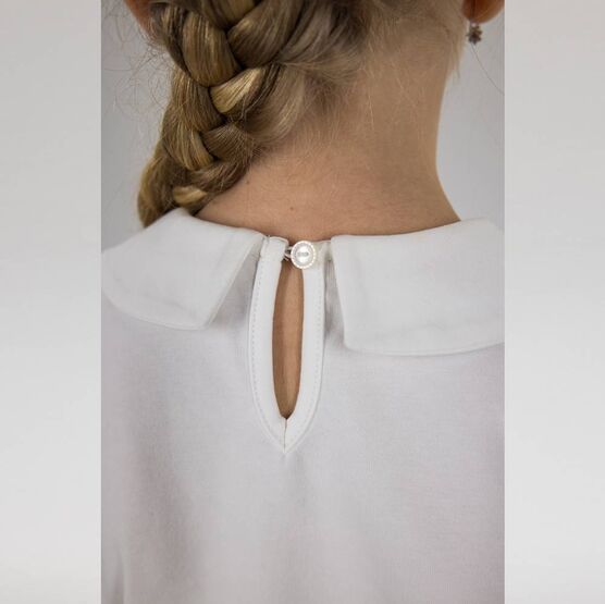 07867014-60 Блузка для девочки с длинным рукавом белый для девочки белый фото №6