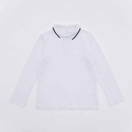 07701005-60 Рубашка-поло с длинным рукавом белый для мальчики белый