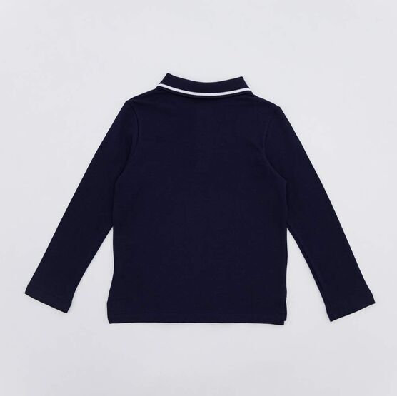 07701005-61 Рубашка-поло с длинным рукавом темно-синий для мальчики темно-синий фото №2