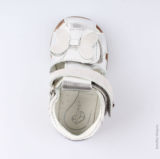 022104-23 Туфли летние для девочки серебрист. фото №4