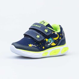 144164-71 Всепогодные кроссовки из материала SoftShell с подсветкой на подошве для мальчики син-зел