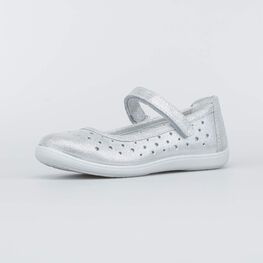 532234-22 Туфли-балетки для девочки белые для девочки серебристый