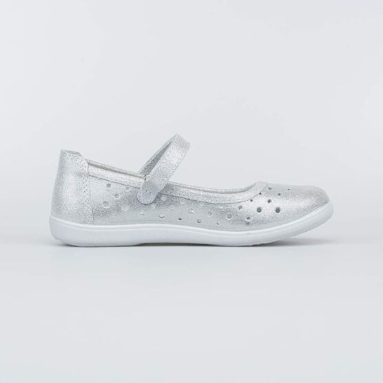 532234-22 Туфли-балетки для девочки белые для девочки серебристый фото №2