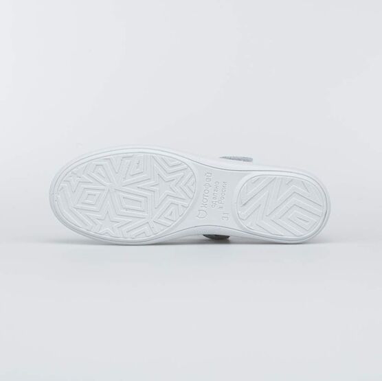 532234-22 Туфли-балетки для девочки белые для девочки серебристый фото №3