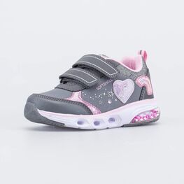 344463-71 Детские кроссовки SoftShell с LED для девочки серый