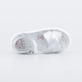 322155-22 Нарядные босоножки из натуральной кожи для девочки серебрист. фото №4