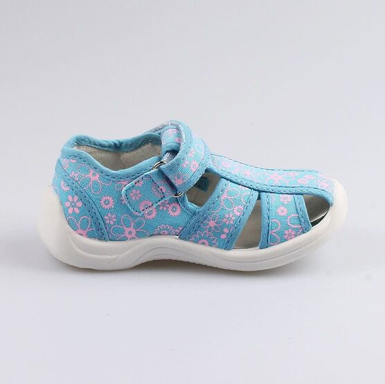 221042-11 Босоножки текстильные для девочки голубой фото №2