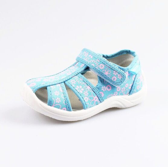221042-11 Босоножки текстильные для девочки голубой